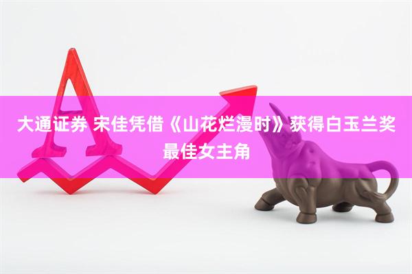 大通证券 宋佳凭借《山花烂漫时》获得白玉兰奖最佳女主角